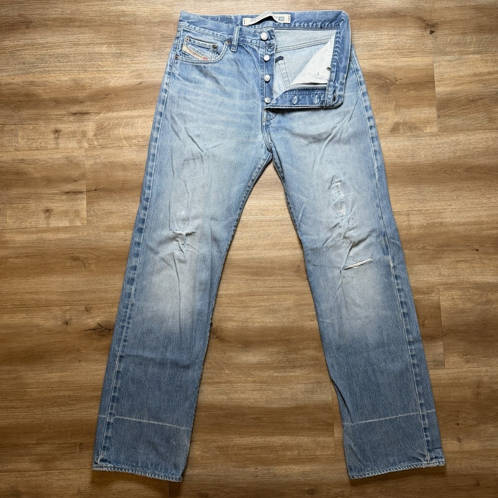 Vintage Diesel Kratt Jeans Men 32x32 Blue Relaxed Straight Light Wash Distressed
